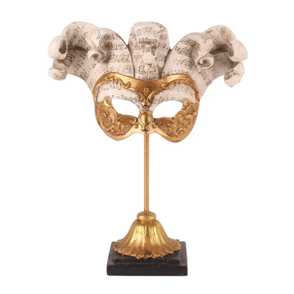 Maskenfigur auf Sockel Polyresin Gold 28x23 cm im venezianischen Stil. Maskenfigur auf Sockel Polyresin Gold 28x23 cm im venezianischen Stil.