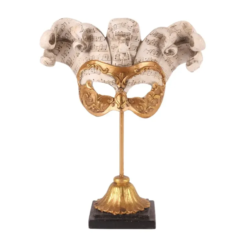 Maskenfigur auf Sockel Polyresin Gold 28x23 cm im venezianischen Stil. Maskenfigur auf Sockel Polyresin Gold 28x23 cm im venezianischen Stil.