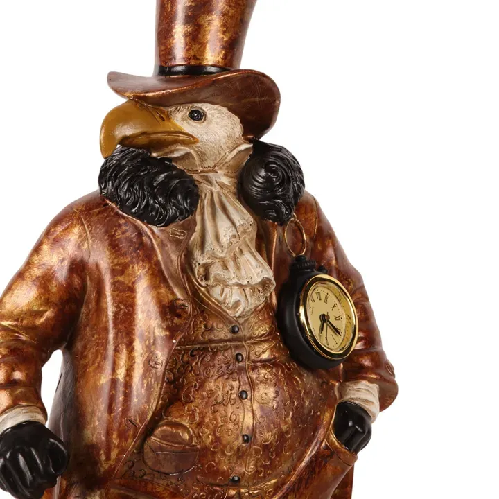 Adler Gentleman Skulptur mit Uhr Polyresin Gold 58 cm