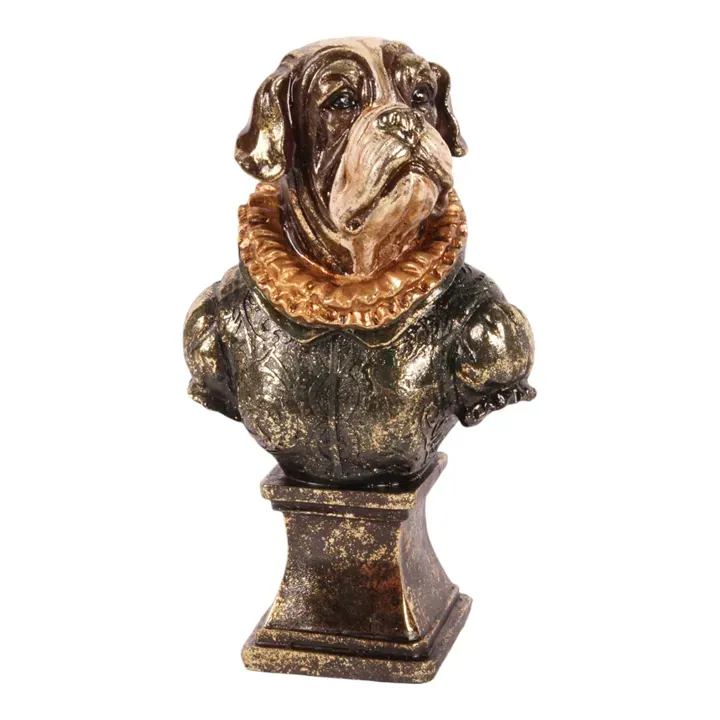 Hundebüste Skulptur Polyresin Grün/Gold 22 cm Hundebüste, Skulptur, Polyresin, grün/gold, 22x13x9cm im historischen Barock-Stil.