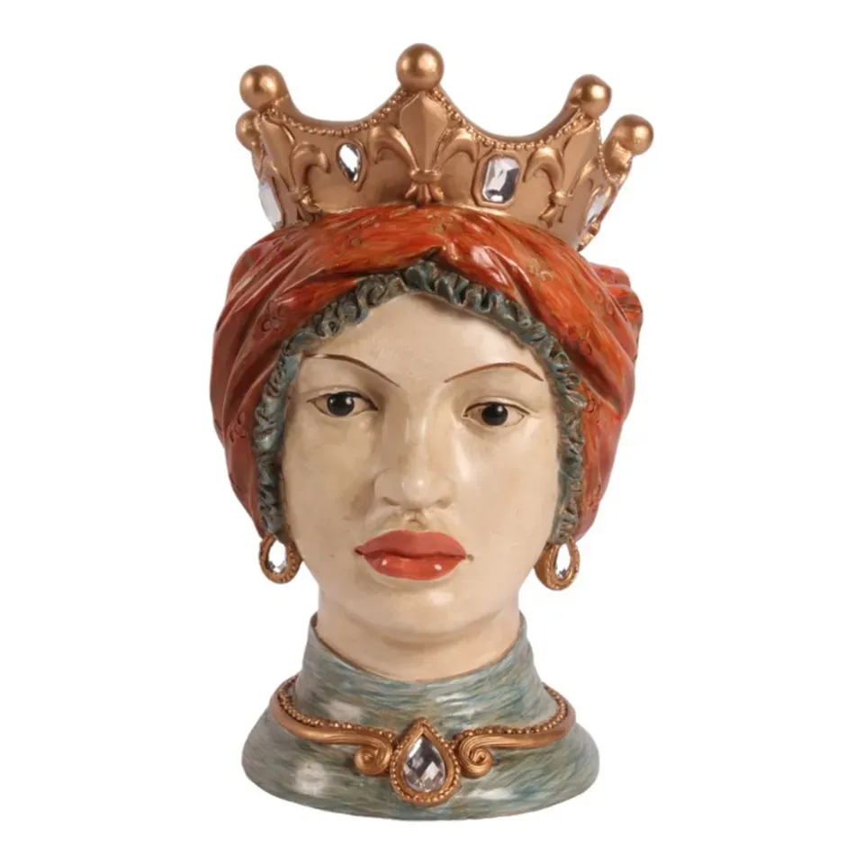 Maurischer Kopf Skulptur Polyresin Grün/Gold 24 cm Maurischer Kopf, Testa di Moro Skulptur, Polyresin, grün/rot/gold, 24x15x15cm im sizilianischen Stil.