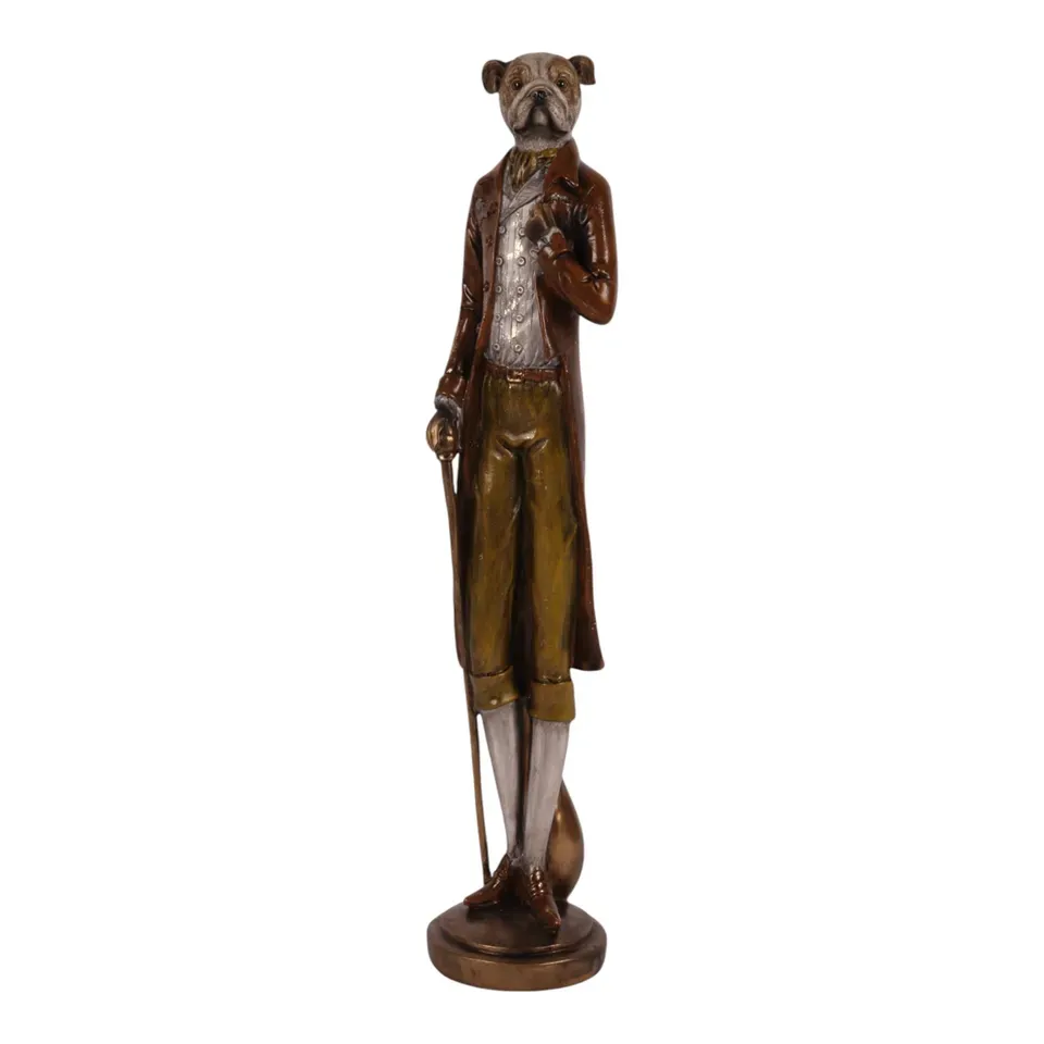 Hundefigur Gentleman Skulptur Polyresin Braun 49 cm Hundefigur Gentleman, Skulptur, Polyresin, braun, 49x10x10cm im historischen Barock-Stil