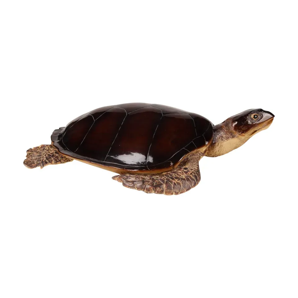 Schildkröte Skulptur, Meeresaufnahmen-Dekofigur, Polyresin, braun, 23x88x59cm im maritimen Stil.