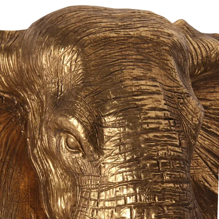 Elefantenkopf Wanddeko Polyresin Gold 43,5x41,5 cm