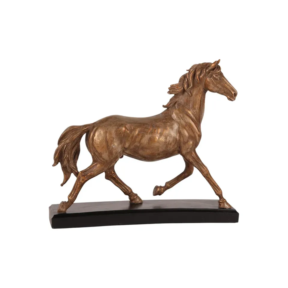 Pferdestatue Skulptur Polyresin Bronze 25x29,5 cm Pferdestatue, galoppierendes Pferd, Polyresin, bronze/gold, 25x7,5x29,5cm im dynamischen Stil.