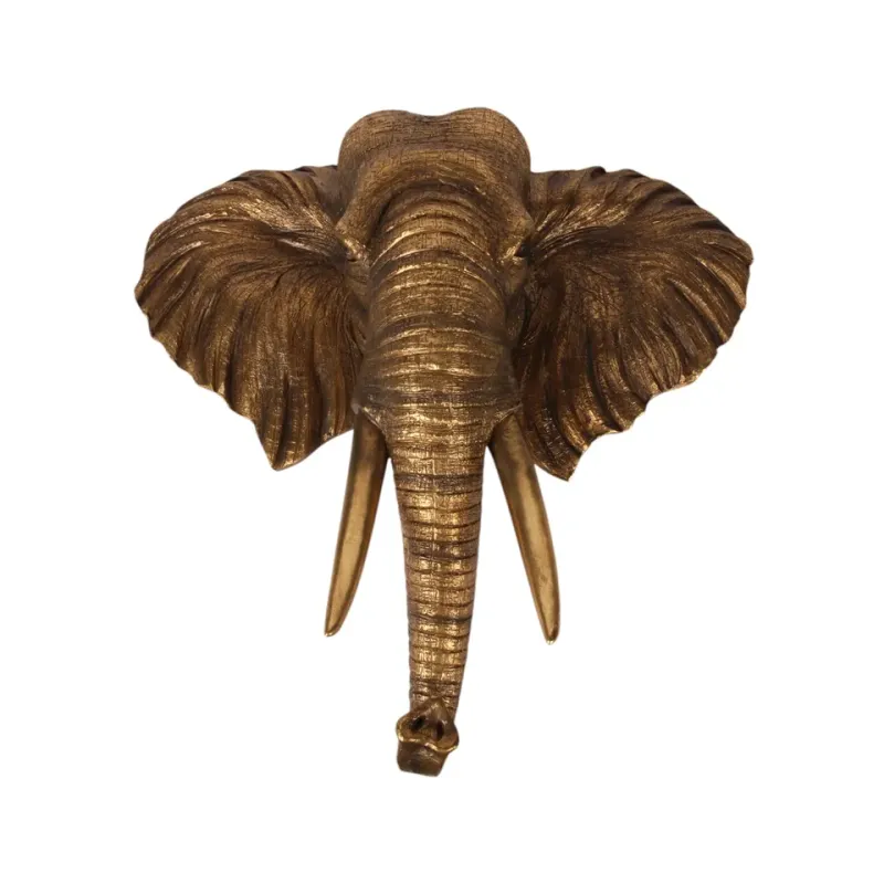 Elefantenkopf Wanddeko XL Polyresin Gold 61x62,5 cm Elefanten-Wanddeko XL, Elefantenkopf Wandornament, Polyresin, gold, 61x62,5x20cm im edlen Safari-Stil.