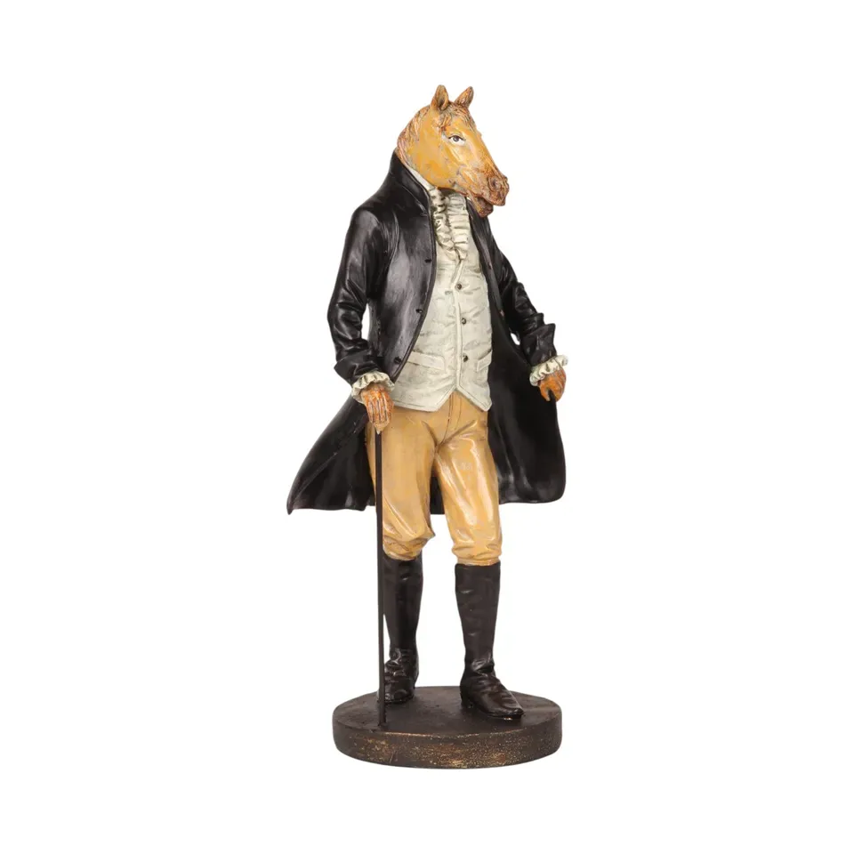 Stehende Pferdefigur Gentleman Polyresin Bekleidet 32 cm Stehende Pferdefigur Gentleman, Skulptur, Polyresin, bekleidet, 32x14,5x11,5cm im historischen Barock-Stil.