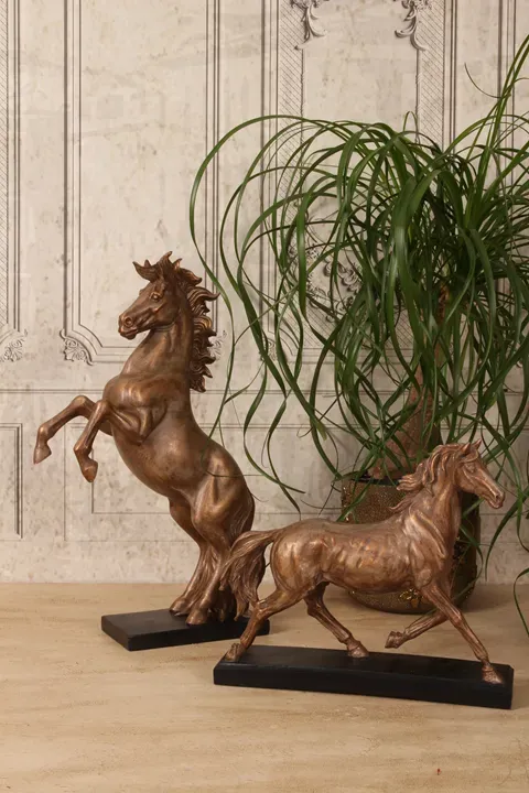 Pferdestatue Steigendes Pferd Polyresin Bronze 43,5 cm