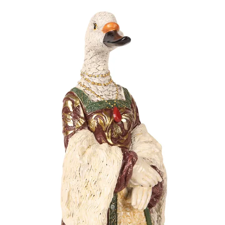 Stehende Vogeldame Skulptur Polyresin Bekleidet 31 cm