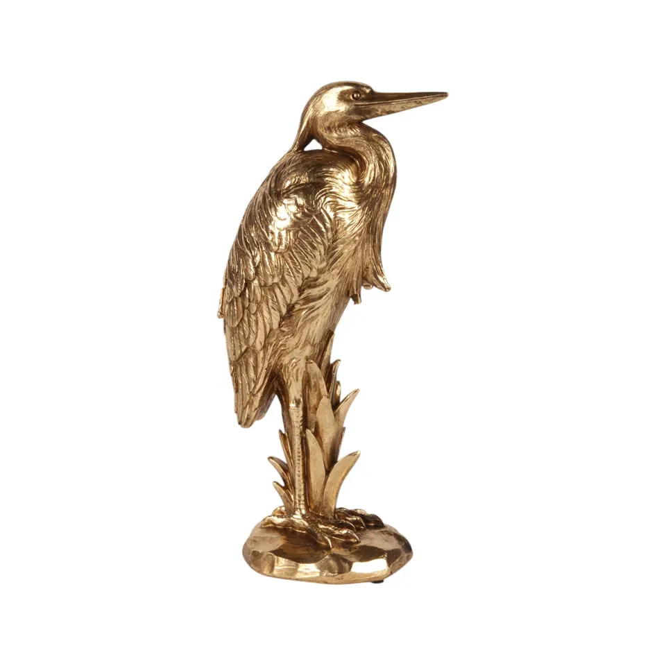Reiherstatue Skulptur Polyresin Gold 24,5 cm Reiherstatue, Reiher Skulptur, Polyresin, gold, 24,5x7,5x12cm im eleganten Natur-Stil.