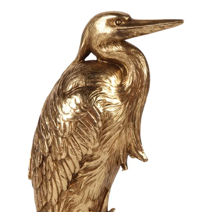 Reiherstatue Skulptur Polyresin Gold 24,5 cm