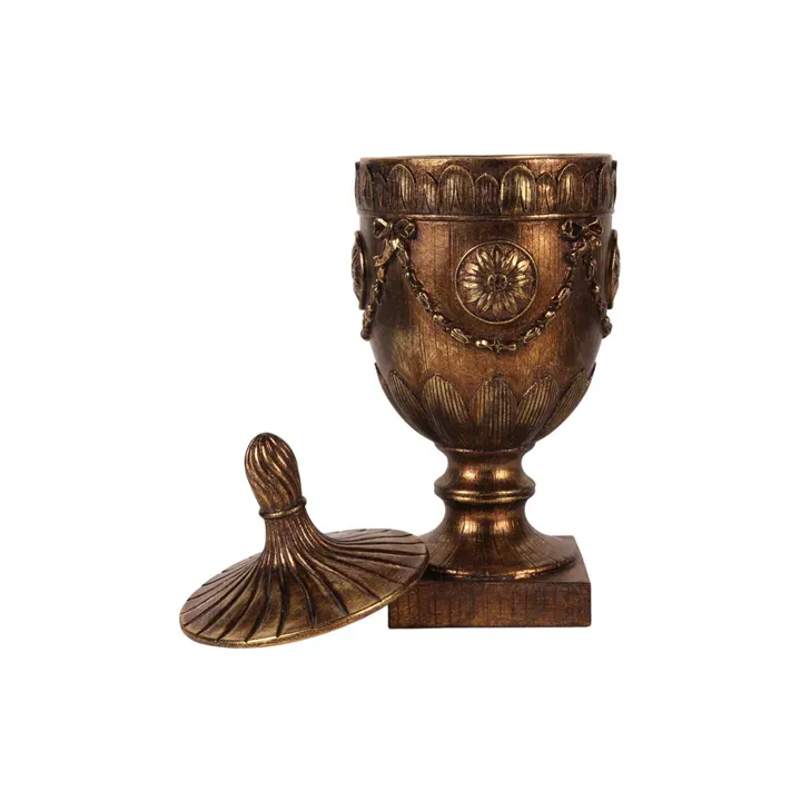 Klassisches Dekoobjekt, Pokal mit Deckel Polyresin Gold 44 cm