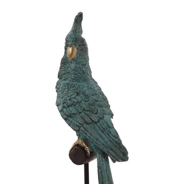 Papagei auf Stange Polyresin Blau 35x13 cm