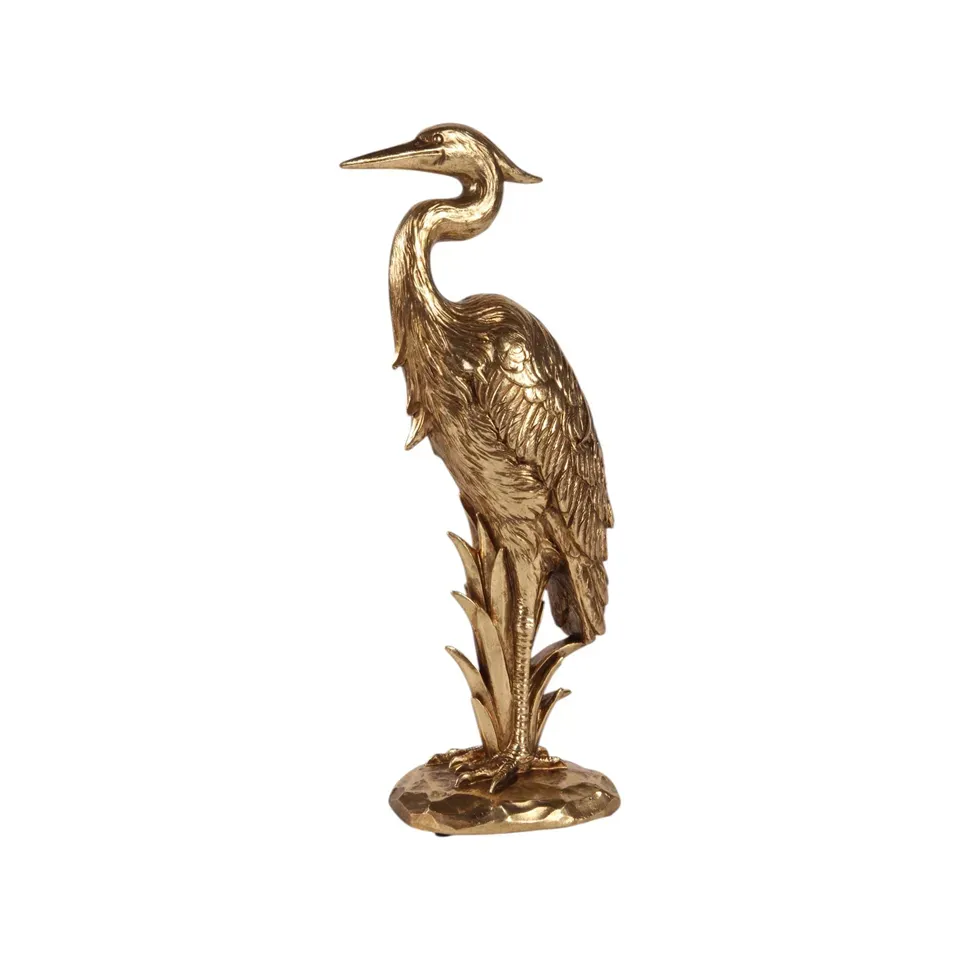 Reiherstatue Skulptur Polyresin Gold 28 cm