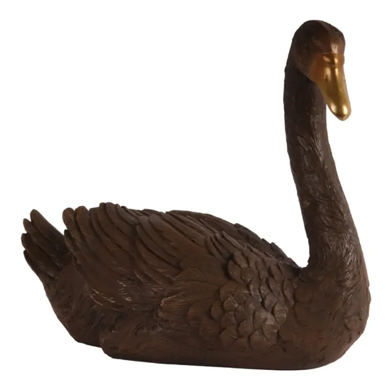 Schwan Skulptur Schwarzer Schwan Polyresin 27x30,5 cm Schwarzer Schwan Skulptur, Polyresin, schwarz/gold, 27x30,5x15,5cm im edlen Landhaus-Stil.