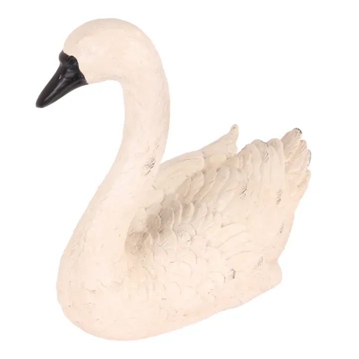 Schwan Skulptur Polyresin Creme/Weiss 27x30,5 cm Schwan Skulptur, schwimmender Schwan, Polyresin, creme/weiß, 27x30,5x15,5cm im romantischen Landhaus-Stil.