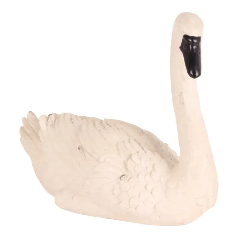 Schwan Skulptur Polyresin Creme/Weiss 27x30,5 cm