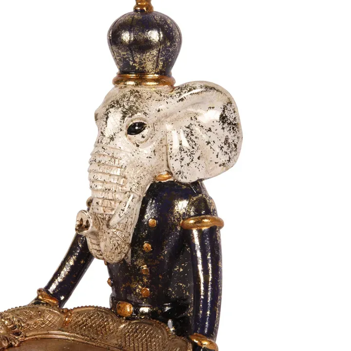 Elefantenfigur mit Tablett Polyresin Lila/Gold 32 cm