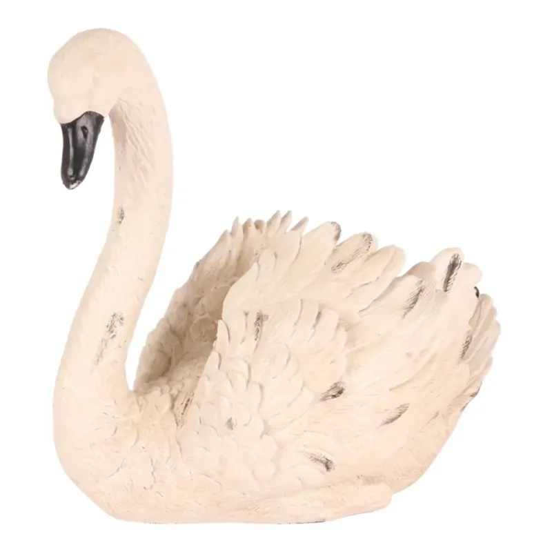 Schwan Skulptur Polyresin Creme/Weiss 31x32 cm Schwan Skulptur, erhabener Schwan, Polyresin, creme/weiss, 31x32x20,5cm im romantischen Landhaus-Stil.