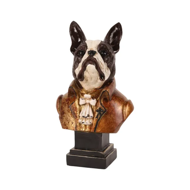 Hundebüste Bulldogge Skulptur Polyresin Gold 27,5 cm Hundebüste, Französische Bulldogge Skulptur, Polyresin, gold/braun, 27,5x14x11cm im edlen Gentleman-Stil.
