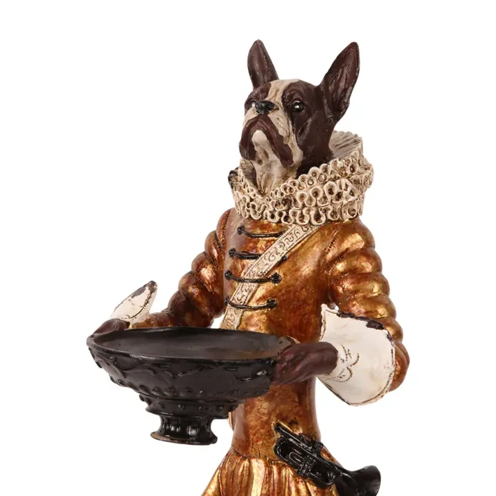 Hundeskulptur Butler mit Schale Polyresin Gold 51 cm