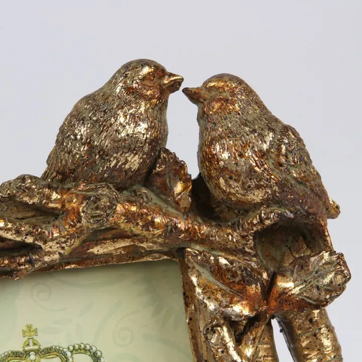 Bilderrahmen Gold 15 x 10 cm mit Vogelmotiv