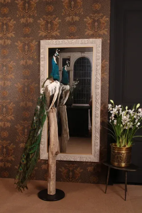 Wandspiegel Barock Holz Grau 90 x 180 cm