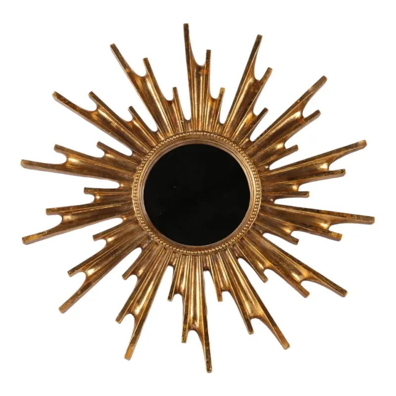 Sonnenspiegel aus Polyresin Gold 48,5 cm Goldener Sonnenspiegel aus Polyresin mit strahlenförmigem Rahmen, 48 x 48 x 2 cm