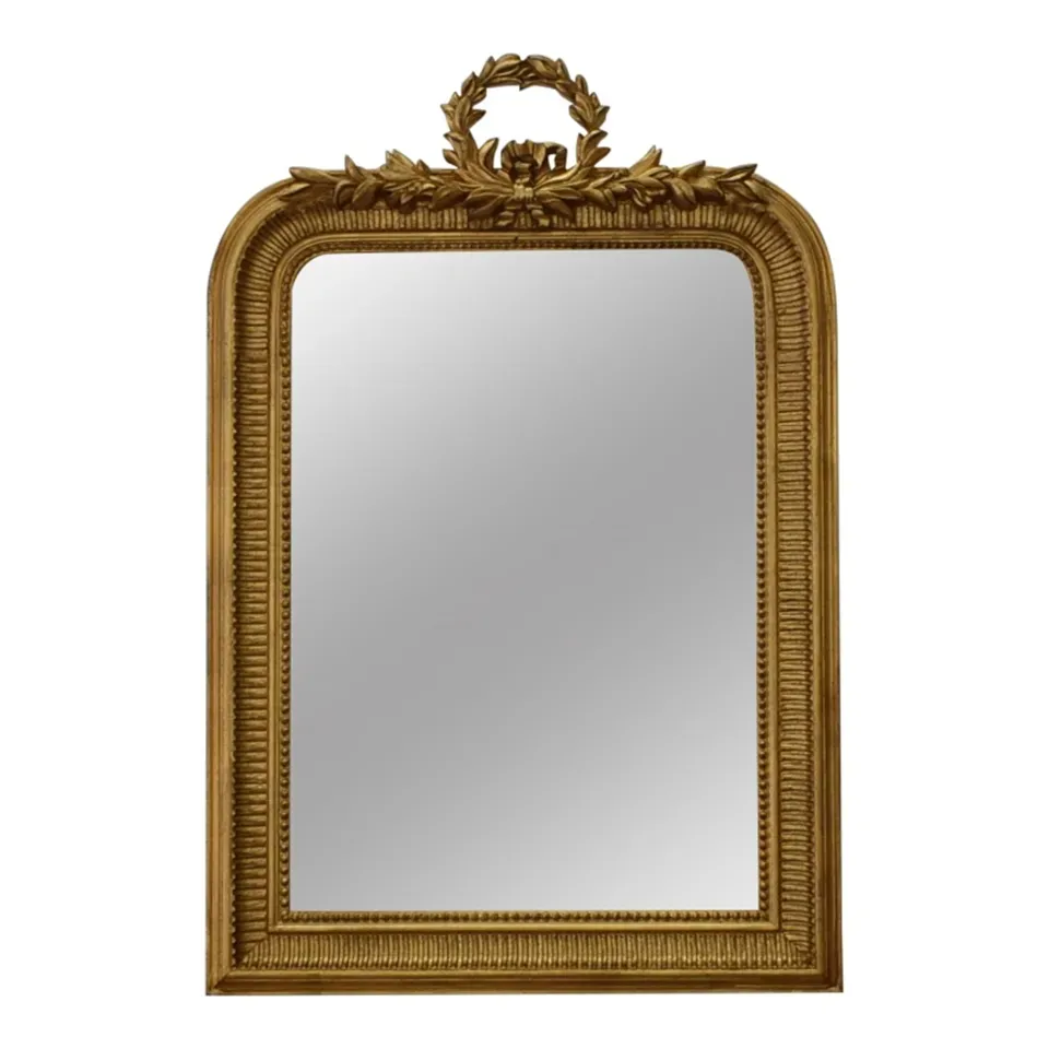 Wandspiegel Barock Holz Gold 102 cm Goldener Wandspiegel aus Holz und Kunstharz, Barock Spiegel mit dekorativem Rahmen, 102x67x4cm
