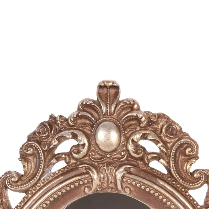 Ovaler Spiegelrahmen aus Polyresin Gold 15 x 20 cm