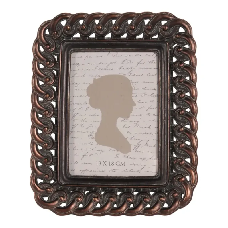 Fotorahmen Braun im Dutch Style Baroque Design Brauner Fotorahmen aus Polyresin im Dutch Style Baroque Design, mit geschwungenen Ornamenten, 27 x 22 x 2 cm