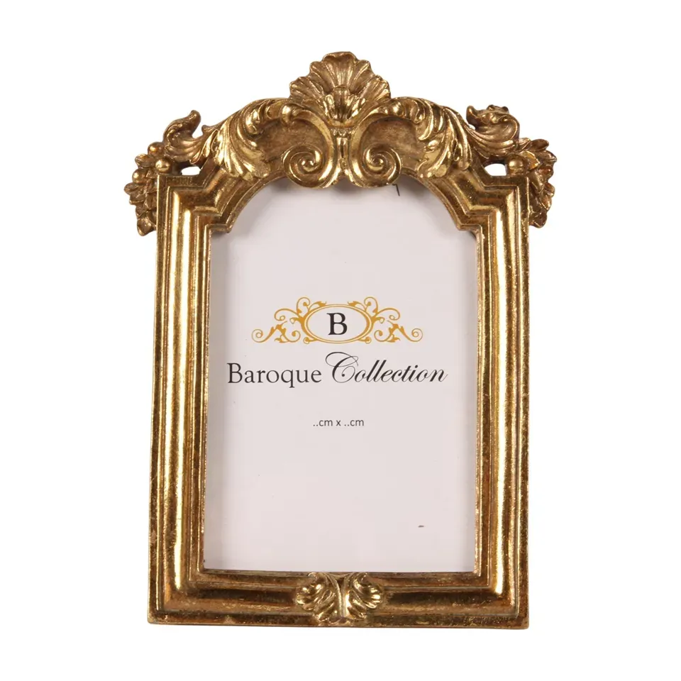 Bilderrahmen Gold 10 x 15 cm aus Kunstharz im Barockstil Goldener Bilderrahmen aus Kunstharz für Fotos 10 x 15 cm mit barocker Ornamentik