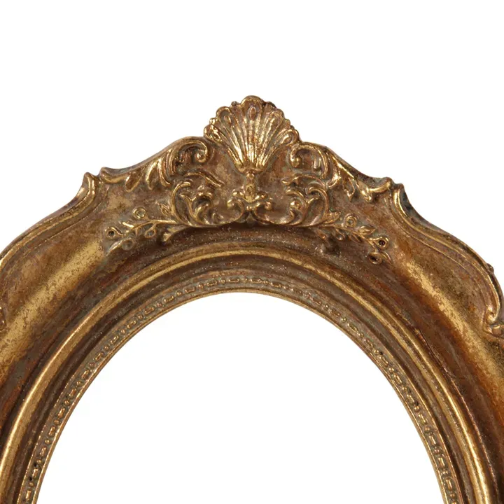 Ovaler Bilderrahmen Gold 10 x 15 cm aus Kunstharz mit Ornamenten