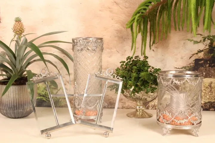 Doppelbilderrahmen Silber für zwei Fotos aus Messing und Glas