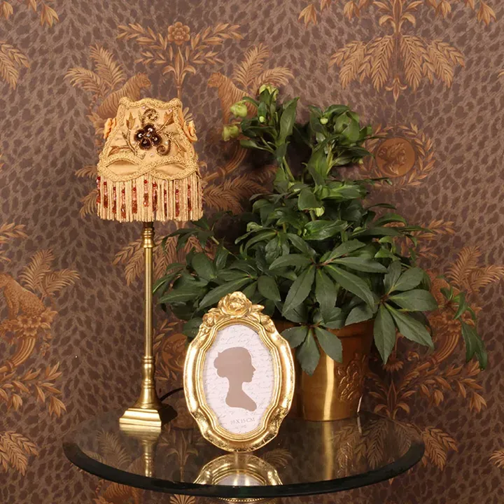Ovaler Bilderrahmen Gold 15 x 10 cm mit Rosenmotiv
