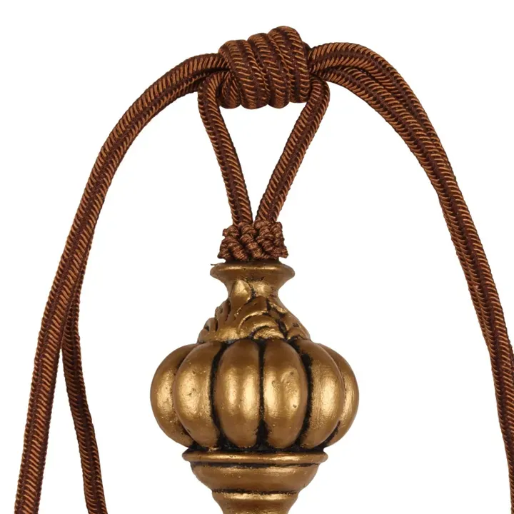 Quaste 45 cm Raffhalter Braun mit goldfarbener Kappe