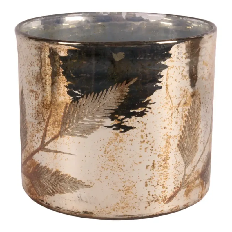 Blätter Teelichthalter 18 cm Silber aus Glas