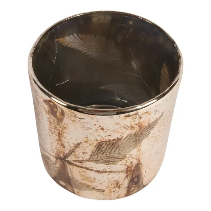 Teelichthalter Blätter 12 cm Silber aus Glas