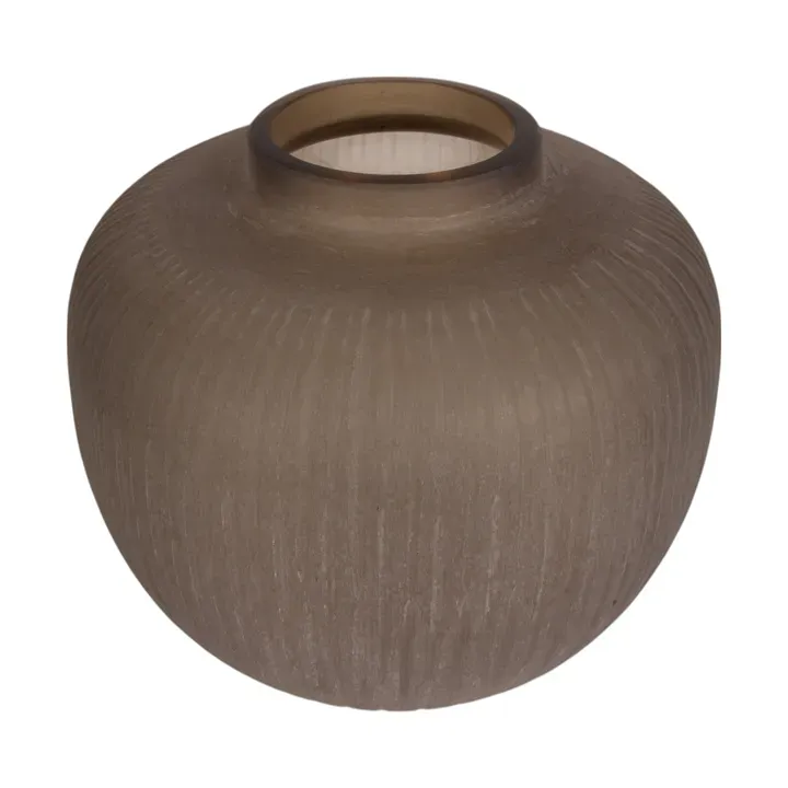 Evelyn Vase L 30 cm Braun aus Glas mit Relief Braune Evelyn Glasvase L 30 cm mit feinem Reliefmuster und schmalem Hals