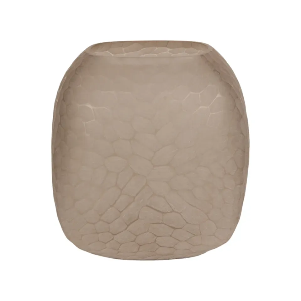 Braune Kieselstein Vase S 22 cm aus Glas mit rundem Design und Kieselsteinmuster