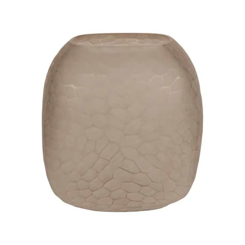 Kieselstein Vase S 22 cm Braun aus Glas mit Muster Braune Kieselstein Vase S 22 cm aus Glas mit rundem Design und Kieselsteinmuster