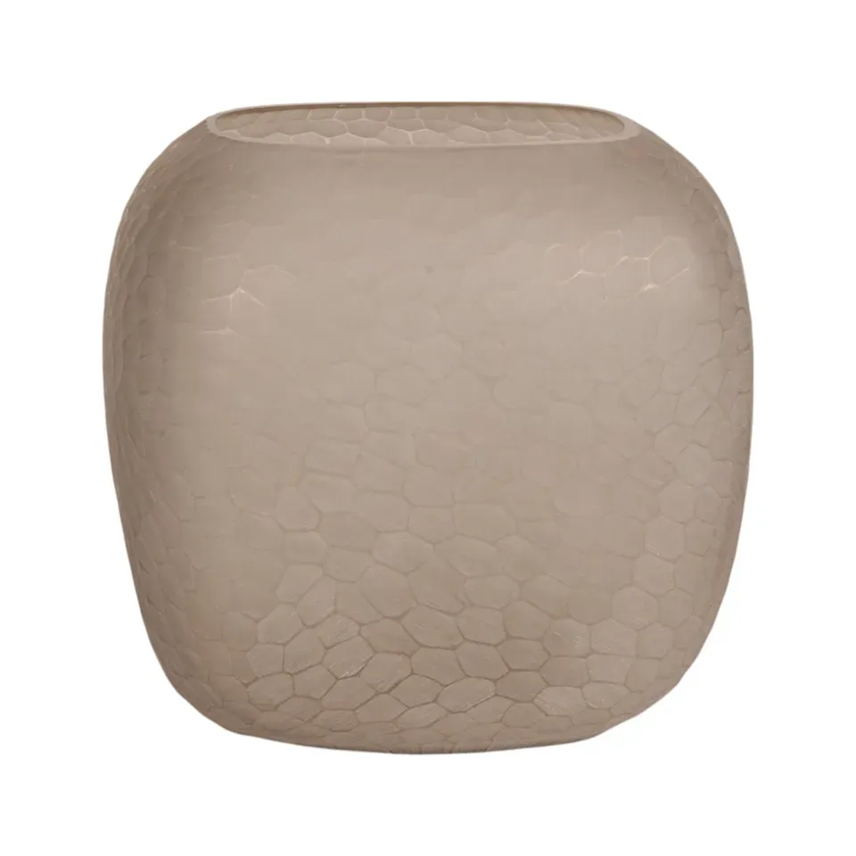 Braune Kieselstein Vase M 26 cm aus Glas mit rundem Design und dekorativem Kieselsteinmuster