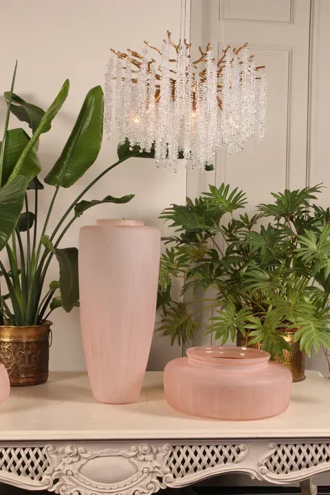 Ton Vase 72 cm Rosa aus Glas als hohe Standvase