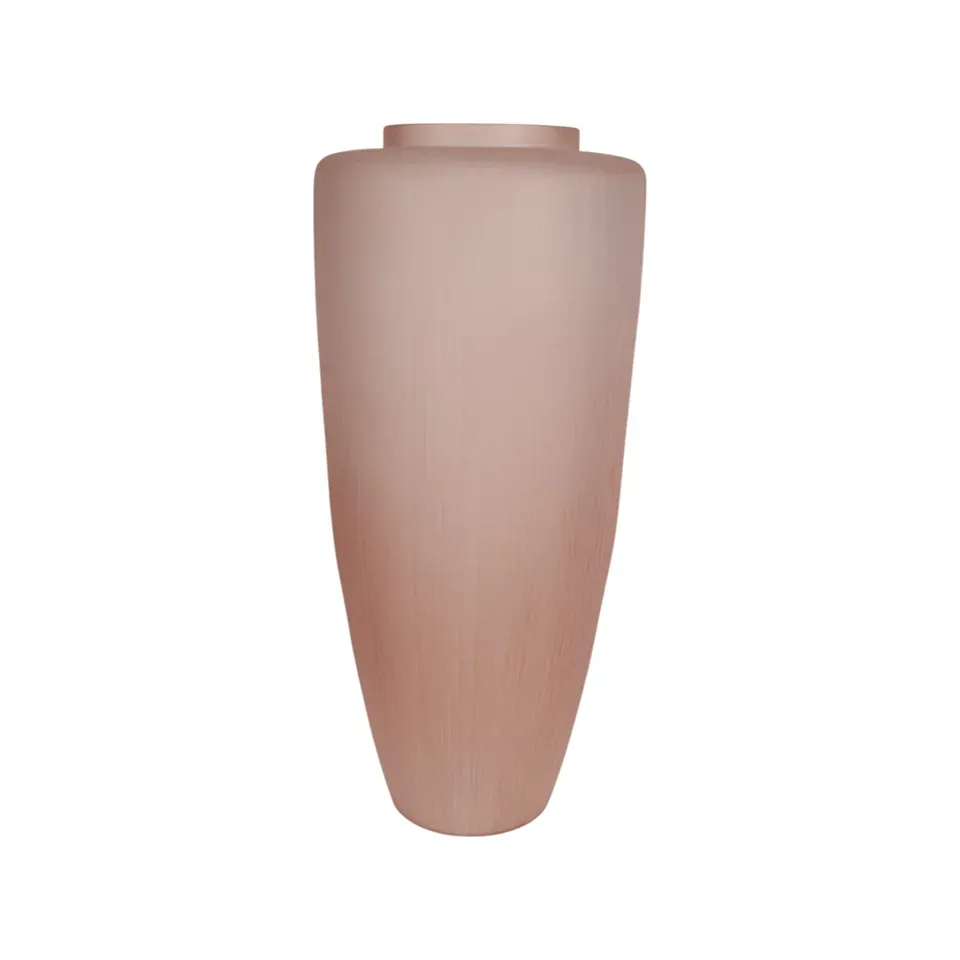 Ton Vase 72 cm Rosa aus Glas als hohe Standvase Rosa Ton Vase 72 cm aus Glas mit feiner Reliefstruktur für grosse Räume