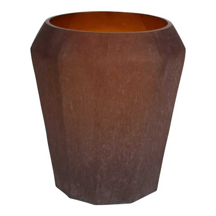 Diamant Vase S 16 cm Bernstein aus Glas mit Rautenmuster Bernsteinfarbene Diamant Vase S 16 cm aus Glas mit facettierter Form und Rautenmuster