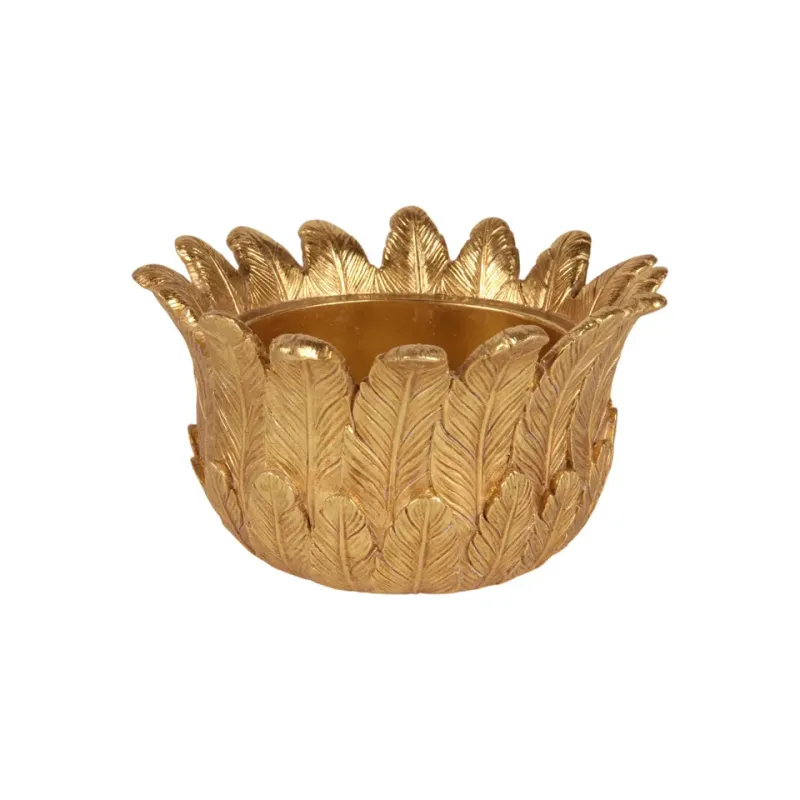 Federvase 8,8 cm Gold aus Kunstharz für Trockenblumen und Deko Goldene Federvase aus Kunstharz für Trockenblumen, künstliche Blüten und dekorative Accessoires