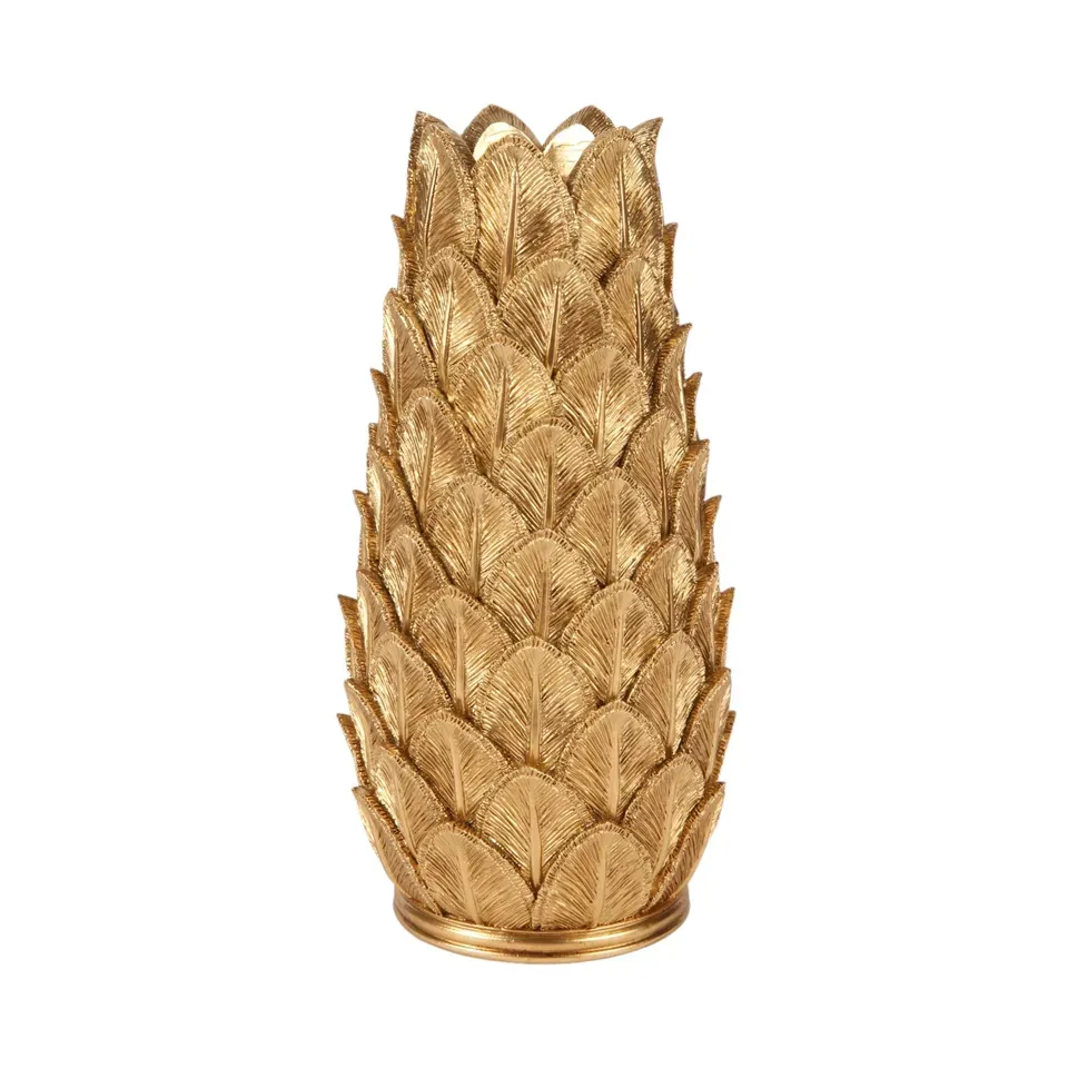Fächervase 21 cm Gold aus Kunstharz für Trockenblumen Goldene Fächervase 21 cm aus Kunstharz mit fächerförmigem Blattdekor