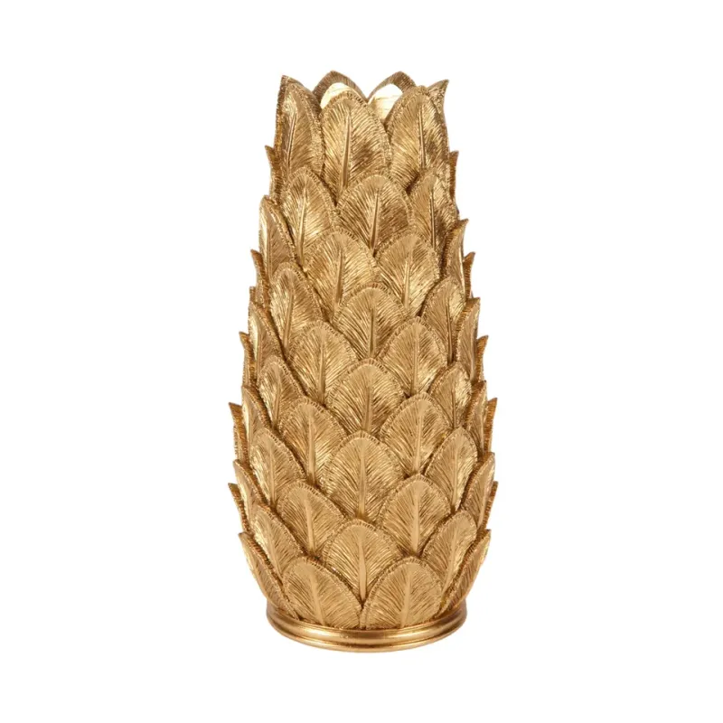 Fächervase 21 cm Gold aus Kunstharz für Trockenblumen Goldene Fächervase 21 cm aus Kunstharz mit fächerförmigem Blattdekor