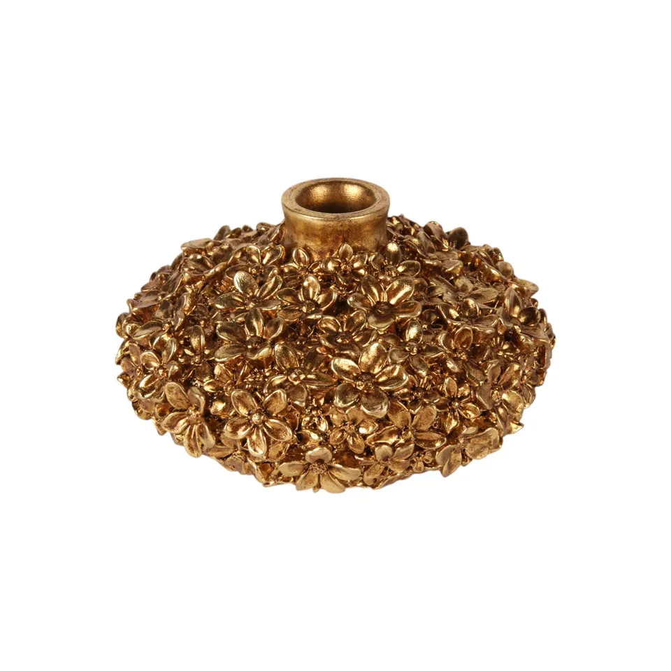 Blumenvase 7,8 cm Gold aus Kunstharz mit Blumendekor Goldene Blumenvase 7,8 cm aus Kunstharz mit detailreichem Blumendekor
