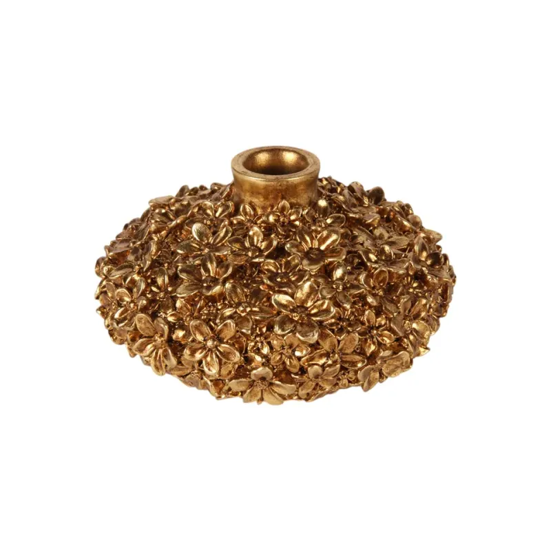 Blumenvase 7,8 cm Gold aus Kunstharz mit Blumendekor Goldene Blumenvase 7,8 cm aus Kunstharz mit detailreichem Blumendekor